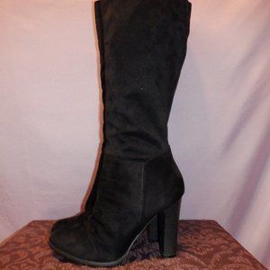 Mandee Black Faux Suede Knee High Boots Size 8